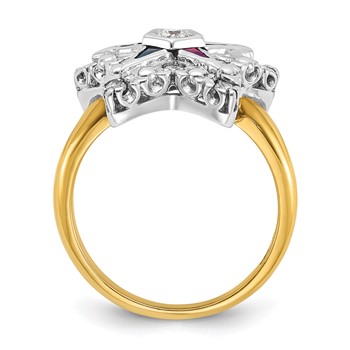 IBGoodman 14k Two-tone Women's Polished and Beaded Eastern Star Masonic Ring Mounting — alternate view