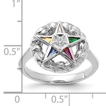 IBGoodman Sterling Silver Women's Polished and Textured Eastern Star Masonic Ring Mounting — alternate view