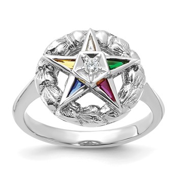 IBGoodman Sterling Silver Women's Polished and Textured Eastern Star Masonic Ring Mounting