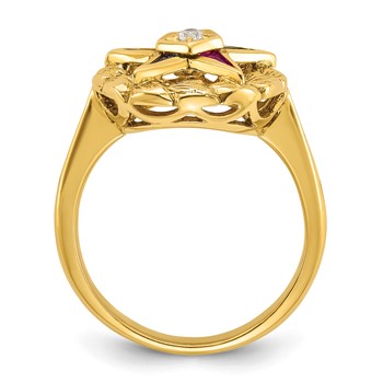 IBGoodman 14k Women's Polished and Textured Eastern Star Masonic Ring Mounting — alternate view