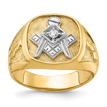 IBGoodman 14k Men's Polished and Textured Blue Lodge Master Masonic Ring Mounting
