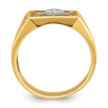 IBGoodman 10k Men's Polished and Textured Blue Lodge Master Masonic Ring Mounting — alternate view
