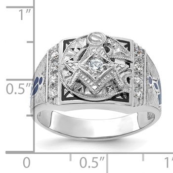 IBGoodman 14k White Gold Men's Polished and Textured Blue Lodge Master Masonic Ring Mounting — alternate view