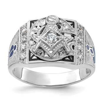 IBGoodman 10k Two-tone Men's Polished and Textured Blue Lodge Master Masonic Ring Mounting