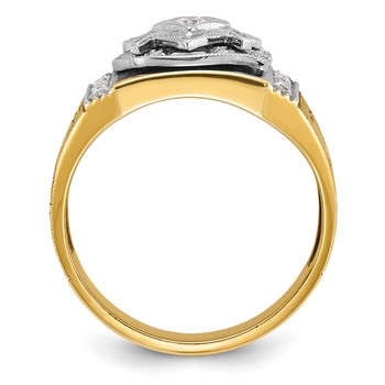 IBGoodman 14k Two-tone Men's Polished and Textured Blue Lodge Master Masonic Ring Mounting — alternate view