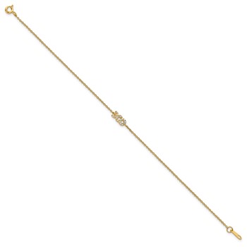 Sterling Silver Gold-tone CZ X&O 7.5in Bracelet — alternate view