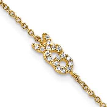 Sterling Silver Gold-tone CZ X&O 7.5in Bracelet