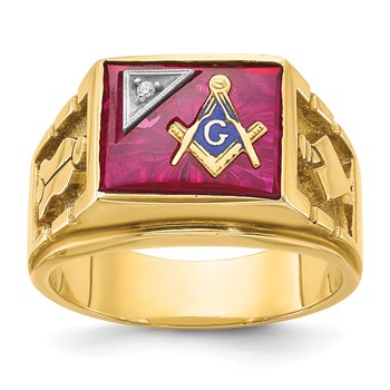 IBGoodman 14k Two-tone Men's Polished and Textured Blue Lodge Master Masonic Ring Mounting