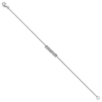 Sterling Silver Rhodium-plated CZ "AMOUR" 7in Bracelet — alternate view