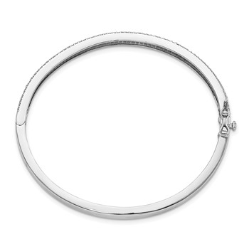 Sterling Silver Rhod Plated CZ Hinged Bangle — alternate view