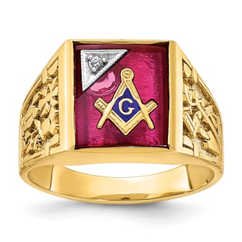 IBGoodman 10k Two-tone Men's Polished and Textured Blue Lodge Master Masonic Ring Mounting