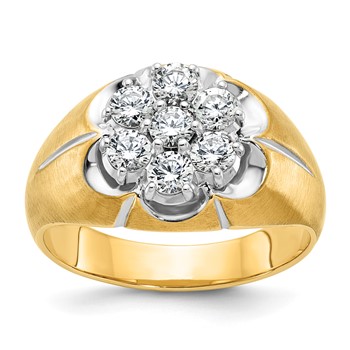 IBGoodman 14k Two-tone Men's Polished Satin and Grooved Round Cluster Ring Mounting