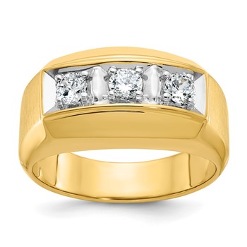 IB Goodman 14k Two-tone Mens Polished and Satin 3-Stone Ring Mounting