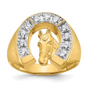 IB Goodman 14k Two-tone Mens Satin Horse and Horseshoe Diamond Ring Mounting