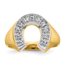 Image of 10k Two-tone IBGoodman Men's Satin Horseshoe Diamond Complete Ring