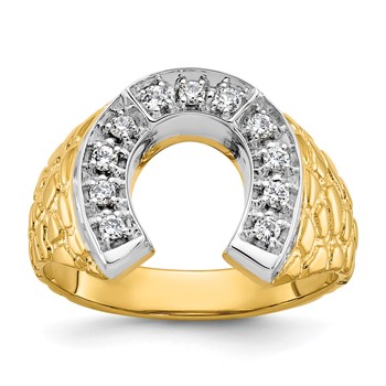 IB Goodman 14k Two-tone Mens Horseshoe Diamond Ring Mounting