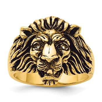 IB Goodman 14k Mens Diamond and Ruby Antiqued Lion Ring Mounting