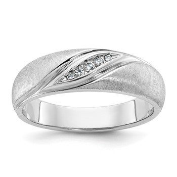 IBGoodman 14k White Gold 1/15 carat Lab Grown Diamond VS/SI+ G+ Complete Polished and Satin Men's Ring