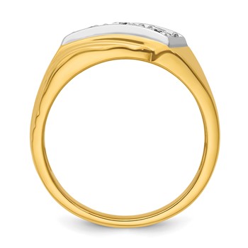 IBGoodman 14k with White Rhodium 1/2 carat Lab Grown Diamond VS/SI+ G+ Complete Polished and Grooved Three Stone Men's Ring — alternate view