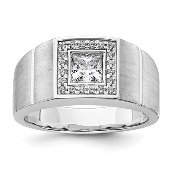 IBGoodman 14k White Gold 1 carat Lab Grown Diamond VS/SI+ G+ Complete Men's Ring