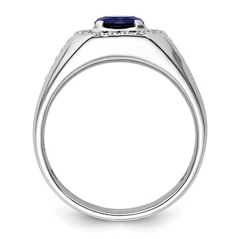 IBGoodman 14k White Gold 1/2 carat Lab Grown Diamond VS/SI+ G+ and Created Blue Sapphire Complete Men's Ring — alternate view