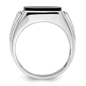 IBGoodman 14k White Gold 5/8 carat Lab Grown Diamond VS/SI+ G+ and Onyx Complete Men's Ring — alternate view