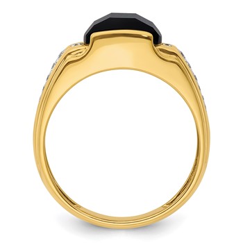 IBGoodman 14k 1/8 carat Lab Grown Diamond VS/SI+ G+ and Onyx Complete Men's Ring — alternate view