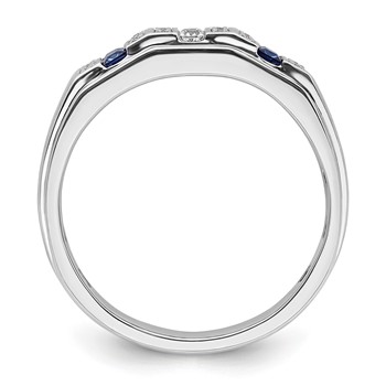 IBGoodman 14k White Gold 1/5 carat Lab Grown Diamond VS/SI+ G+ and Lab Created Blue Sapphire Complete Men's Ring — alternate view