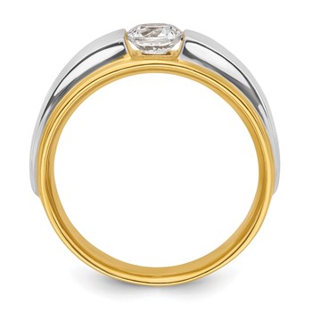 IBGoodman 14k Two-tone 3/4 carat Lab Grown Diamond VS/SI+ G+ Complete Satin Men's Ring — alternate view