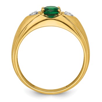 IBGoodman 14k 1/10 carat Lab Grown Diamond VS/SI+ G+ and Created Emerald Complete Men's Ring — alternate view