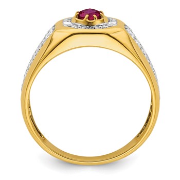 IBGoodman 14k 5/8 carat Lab Grown Diamond VS/SI+ G+ and Created Ruby Complete Men's Ring — alternate view