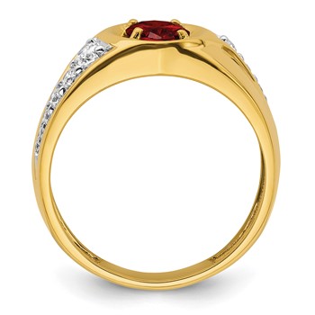 IBGoodman 14k 3/8 carat Lab Grown Diamond VS/SI+ G+ and Created Ruby Complete Men's Ring — alternate view