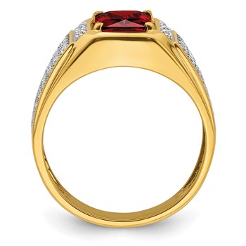 IBGoodman 14k with White Rhodium 3/4 carat Lab Grown Diamond VS/SI+ G+ and Created Ruby Complete Men's Ring — alternate view