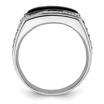 IBGoodman 14k White Gold 1 carat Lab Grown Diamond VS/SI+ G+ and Onyx Complete Men's Ring — alternate view