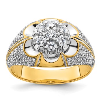 IBGoodman 14k Two-Tone 1 1/4 carat Lab Grown Diamond VS/SI+ G+ Complete Men's Cluster Ring