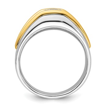 IBGoodman 14k Two-tone 1/2 carat Lab Grown Diamond VS/SI+ G+ Three Stone Complete Men's Ring — alternate view