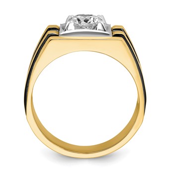 14k Two Tone w/ Blk RH 1 ct Lab Grown Dia VS+ F+ Complete Men's Ring — alternate view