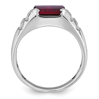 IB Goodman 14k White Gold Mens Barrel Gemstone and Diamond Ring Mounting — alternate view