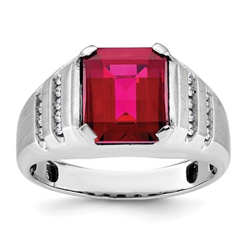 IB Goodman 14k White Gold Mens Barrel Gemstone and Diamond Ring Mounting