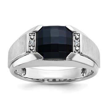 IBGoodman 14k White Gold Men's Polished and Satin Gemstone Ring Mounting