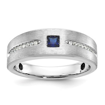 IB Goodman 14k White Gold Mens Satin Sapphire/Diamond Ring Mounting