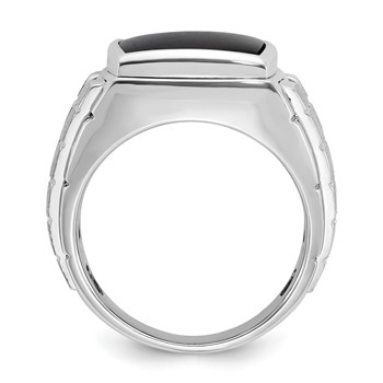 IB Goodman 14k White Gold Mens Polished and Satin Cushion Onyx Ring Mounting — alternate view