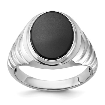 IB Goodman 14k White Gold Mens Oval Gemstone Ring Mounting