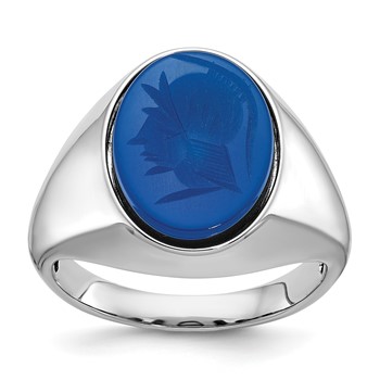 IB Goodman 14k White Gold Mens Oval Gemstone Ring Mounting