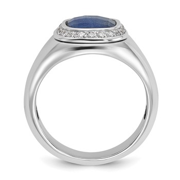 IB Goodman 14k White Gold Mens Cushion Gemstone and Diamond Ring Mounting — alternate view