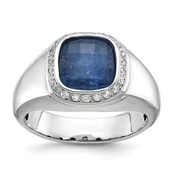 IB Goodman 14k White Gold Mens Cushion Gemstone and Diamond Ring Mounting