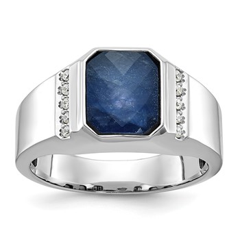 IB Goodman 14k White Gold Mens Octagon Gemstone and Diamond Ring Mounting