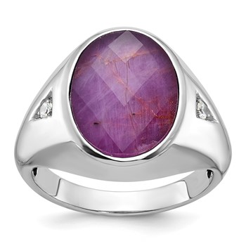 IB Goodman 14k White Gold Mens Oval Gemstone and Diamond Ring Mounting