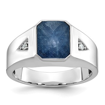 IB Goodman 14k White Gold Mens Octagon Gemstone and Diamond Ring Mounting