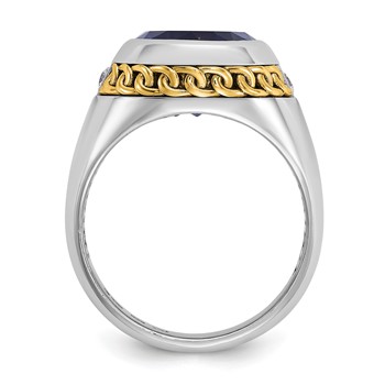 Men's Two-tone Created Saph/Dia Ring Mounting — alternate view